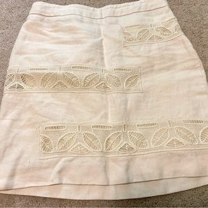 Anthropologie NWOT white Linen mini skirt size 2